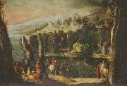 Pietro, Nicolo di Landschaft mit Damen und Reitern oil on canvas